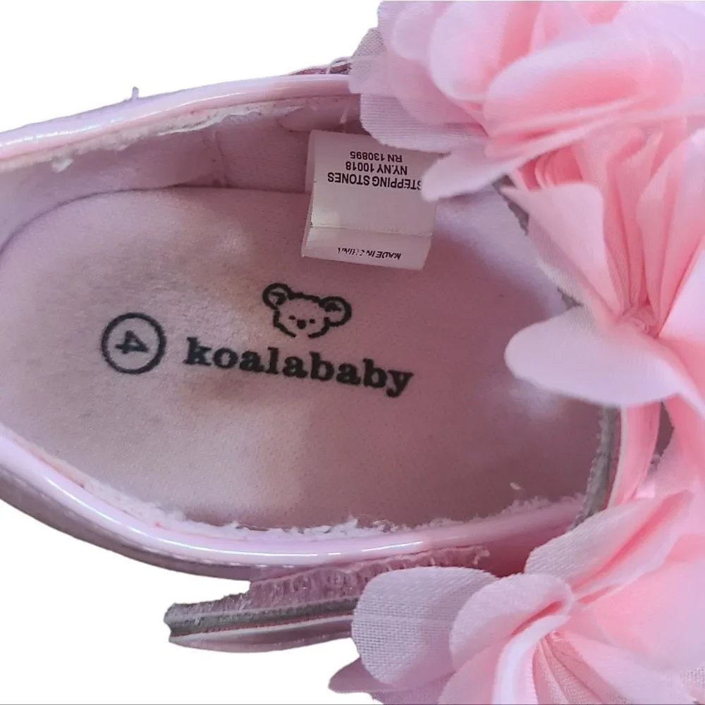 Koala Baby Shoes Dress Pink‎ Patent Leather With Fabric Roses Sz 4 NWOT